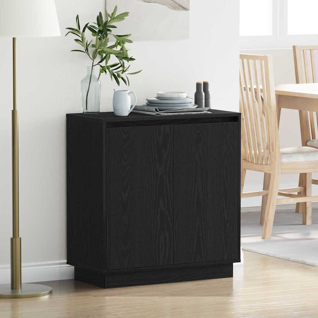 LED Sideboard Sort eg 71 x 34,5 x 75 cm Konstrueret træ