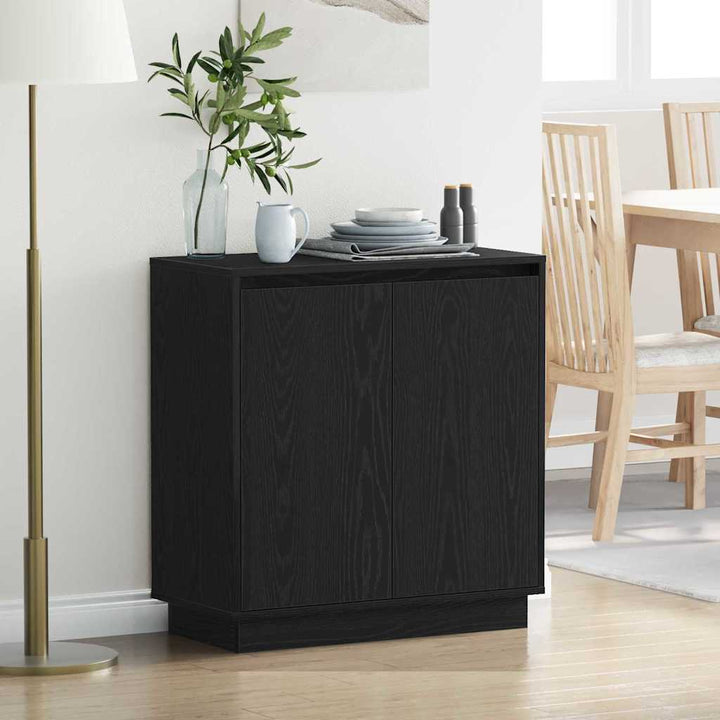 LED Sideboard Sort eg 71 x 34,5 x 75 cm Konstrueret træ