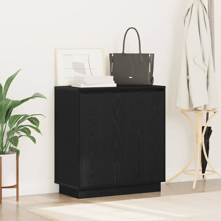 Sideboard med hylde Sort eg 71 x 34.5 x 75 cm Konstrueret træ