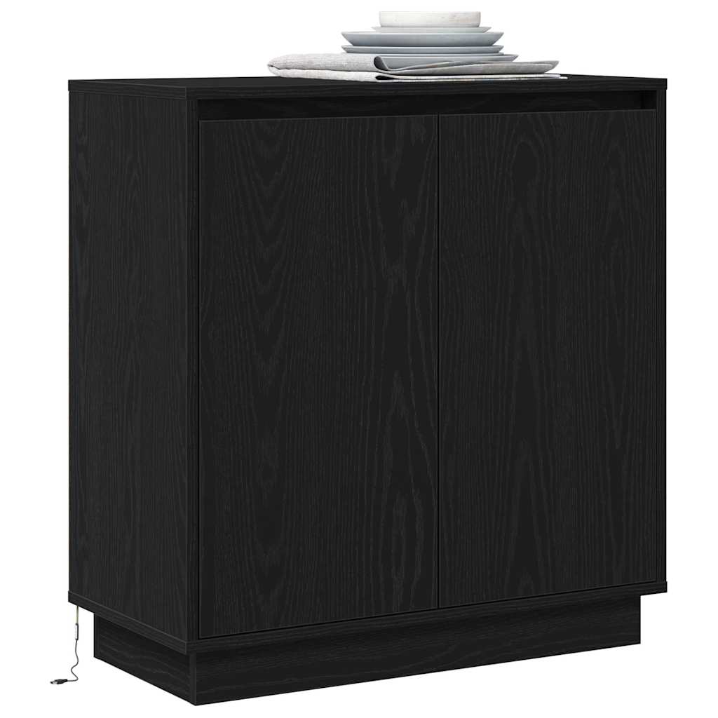 LED Sideboard Sort eg 71 x 34,5 x 75 cm Konstrueret træ