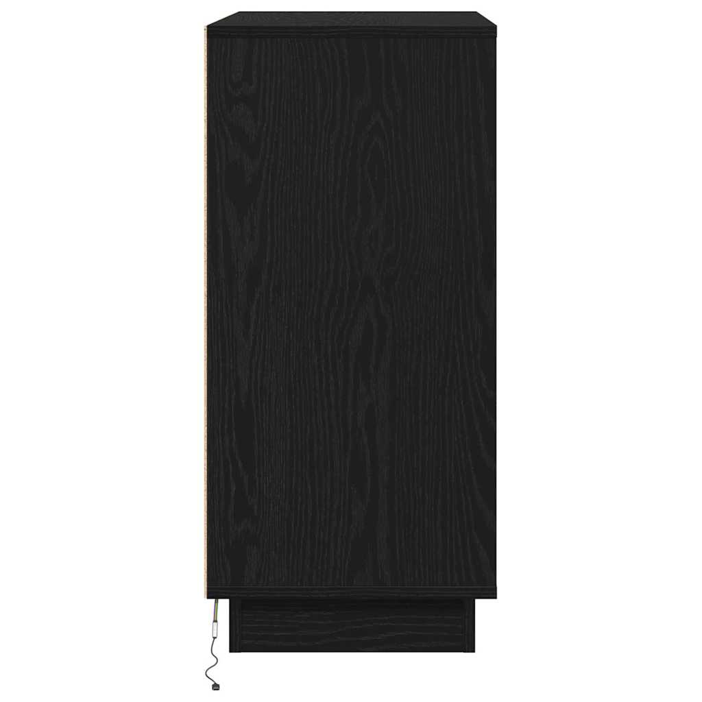 LED Sideboard Sort eg 71 x 34,5 x 75 cm Konstrueret træ