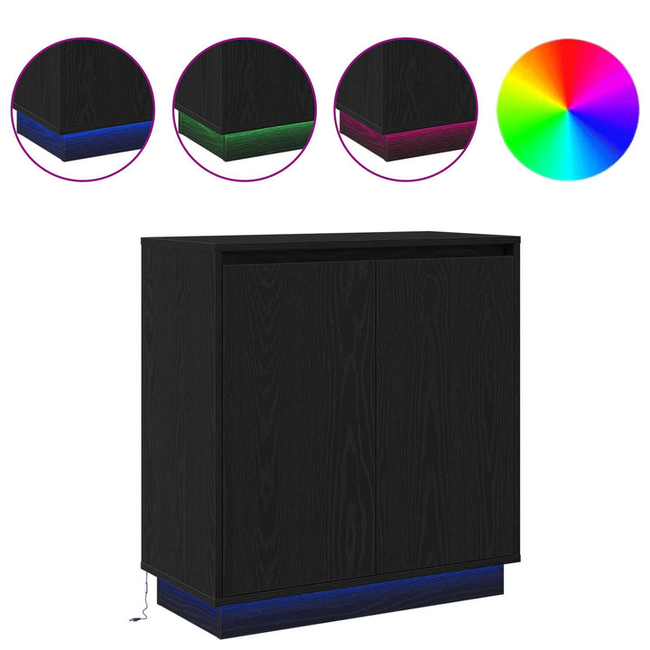 LED Sideboard Sort eg 71 x 34,5 x 75 cm Konstrueret træ