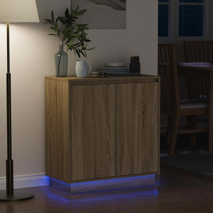 LED Sideboard Sonoma-eg 71 x 34,5 x 75 cm Konstrueret træ