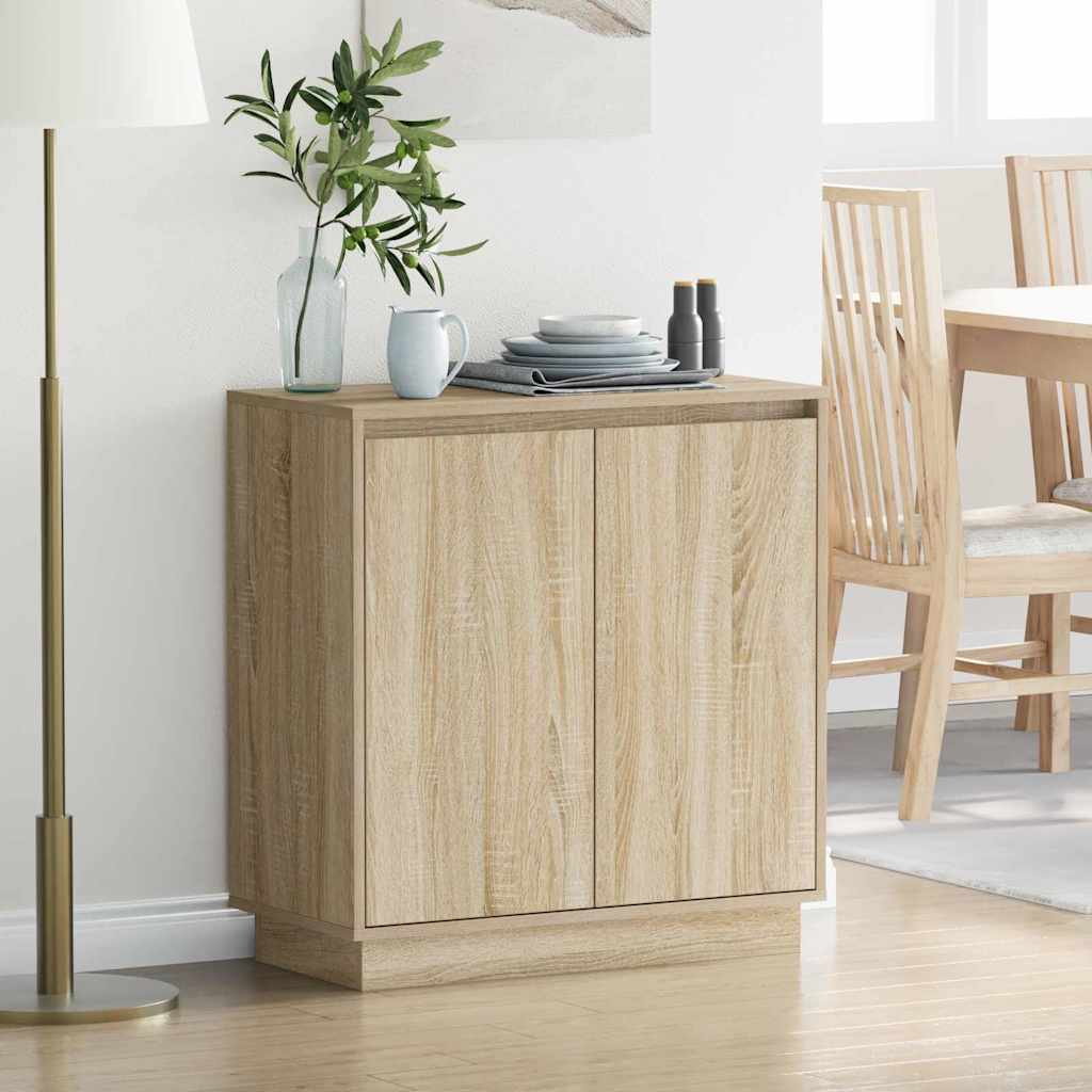 LED Sideboard Sonoma-eg 71 x 34,5 x 75 cm Konstrueret træ