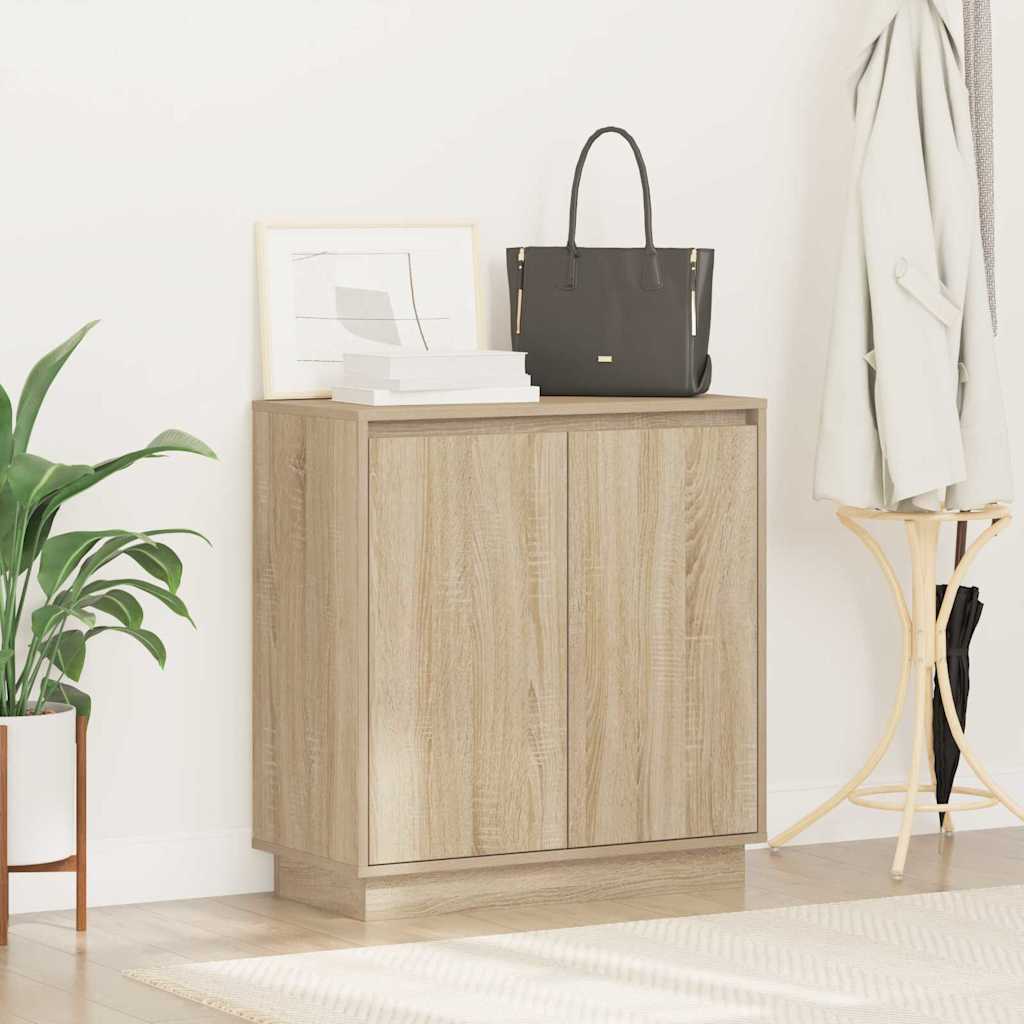 LED Sideboard Sonoma-eg 71 x 34,5 x 75 cm Konstrueret træ