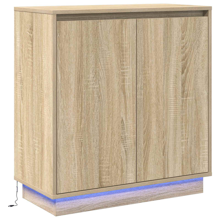 LED Sideboard Sonoma-eg 71 x 34,5 x 75 cm Konstrueret træ