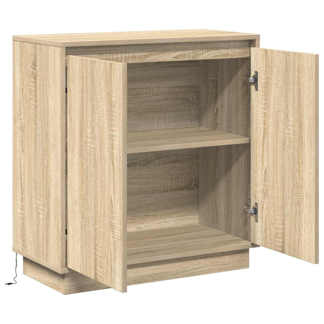 LED Sideboard Sonoma-eg 71 x 34,5 x 75 cm Konstrueret træ