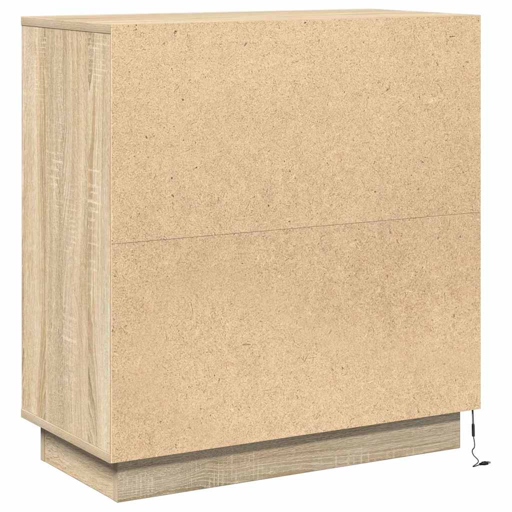 LED Sideboard Sonoma-eg 71 x 34,5 x 75 cm Konstrueret træ