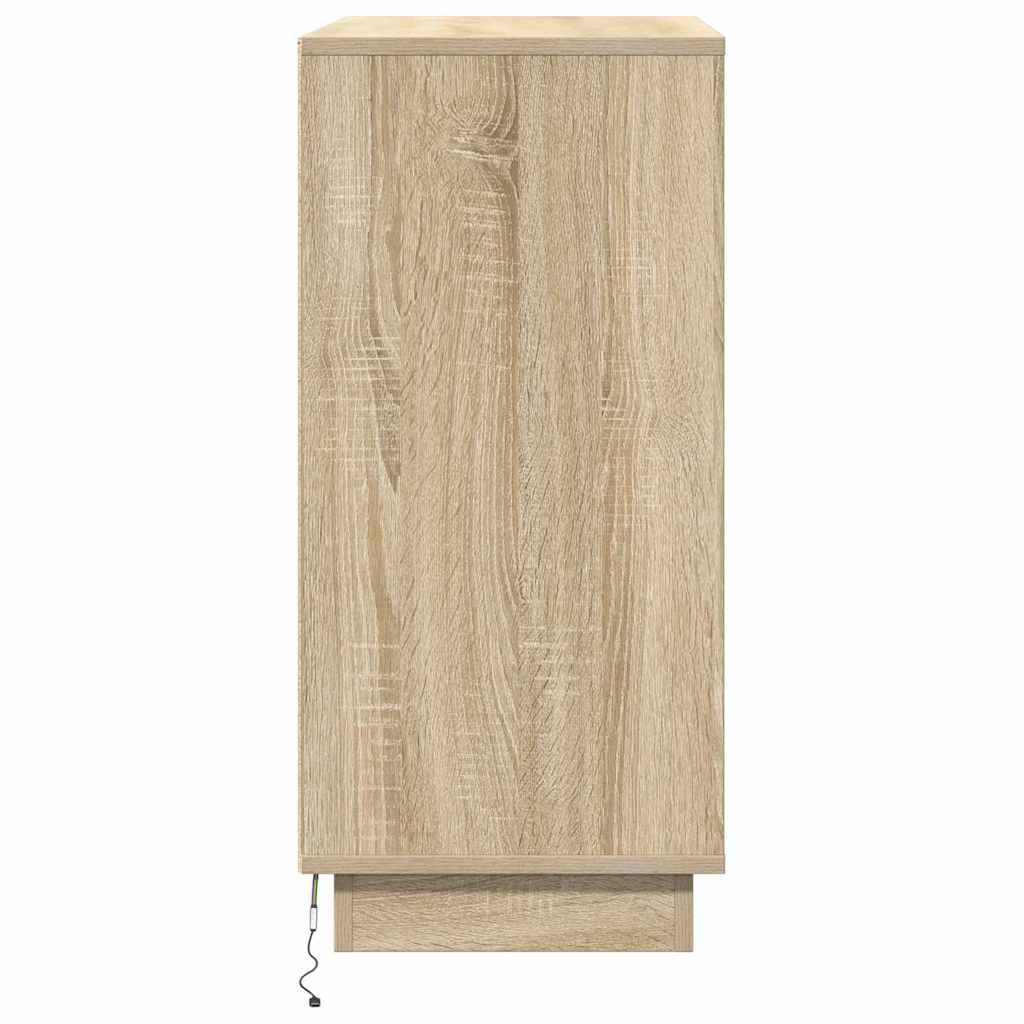 LED Sideboard Sonoma-eg 71 x 34,5 x 75 cm Konstrueret træ