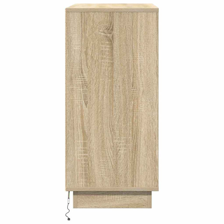 LED Sideboard Sonoma-eg 71 x 34,5 x 75 cm Konstrueret træ