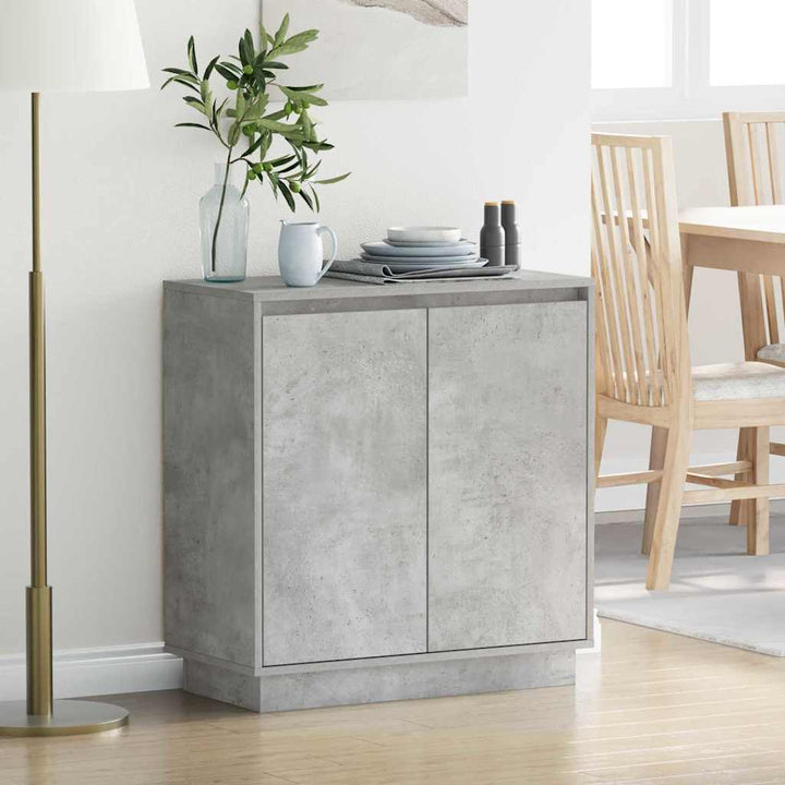 LED Sideboard Betongrå 71 x 34,5 x 75 cm Konstrueret træ