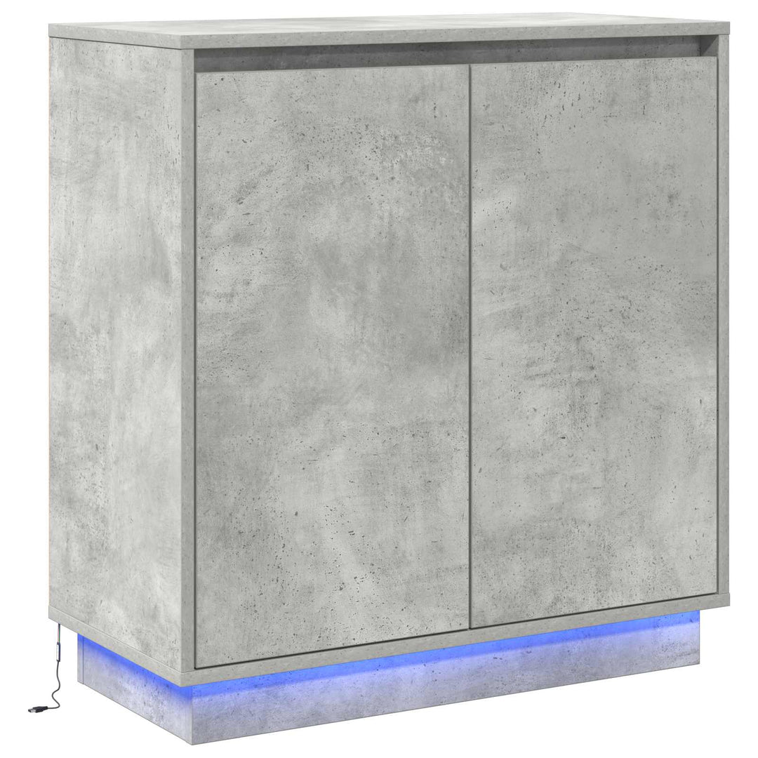 LED Sideboard Betongrå 71 x 34,5 x 75 cm Konstrueret træ