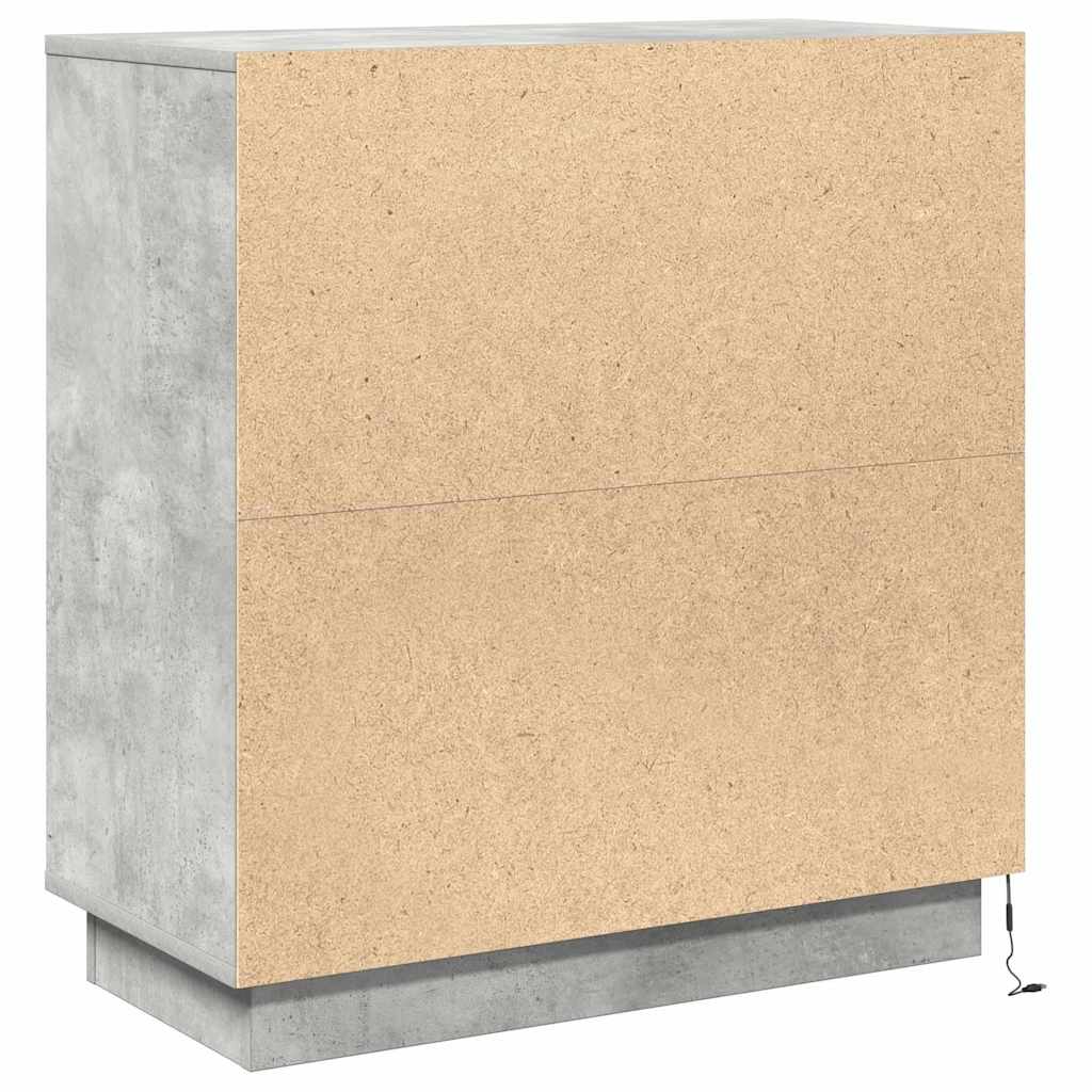 LED Sideboard Betongrå 71 x 34,5 x 75 cm Konstrueret træ