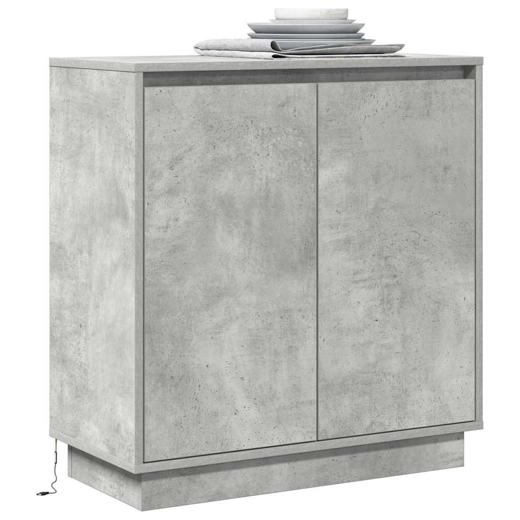 LED Sideboard Betongrå 71 x 34,5 x 75 cm Konstrueret træ