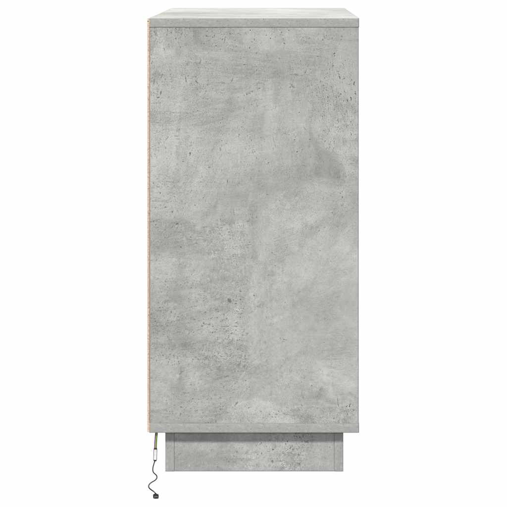 LED Sideboard Betongrå 71 x 34,5 x 75 cm Konstrueret træ