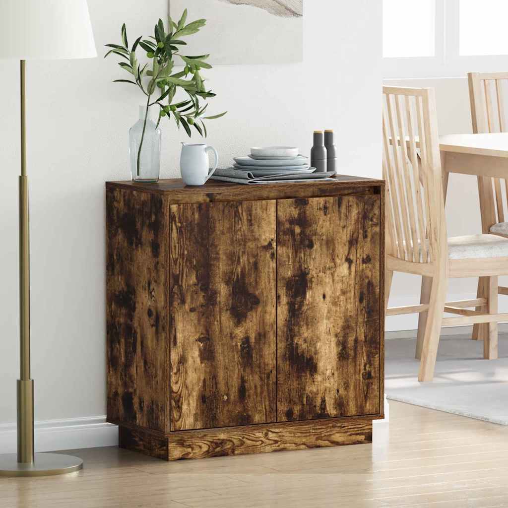 LED Sideboard Røget eg 71 x 34,5 x 75 cm Konstrueret træ