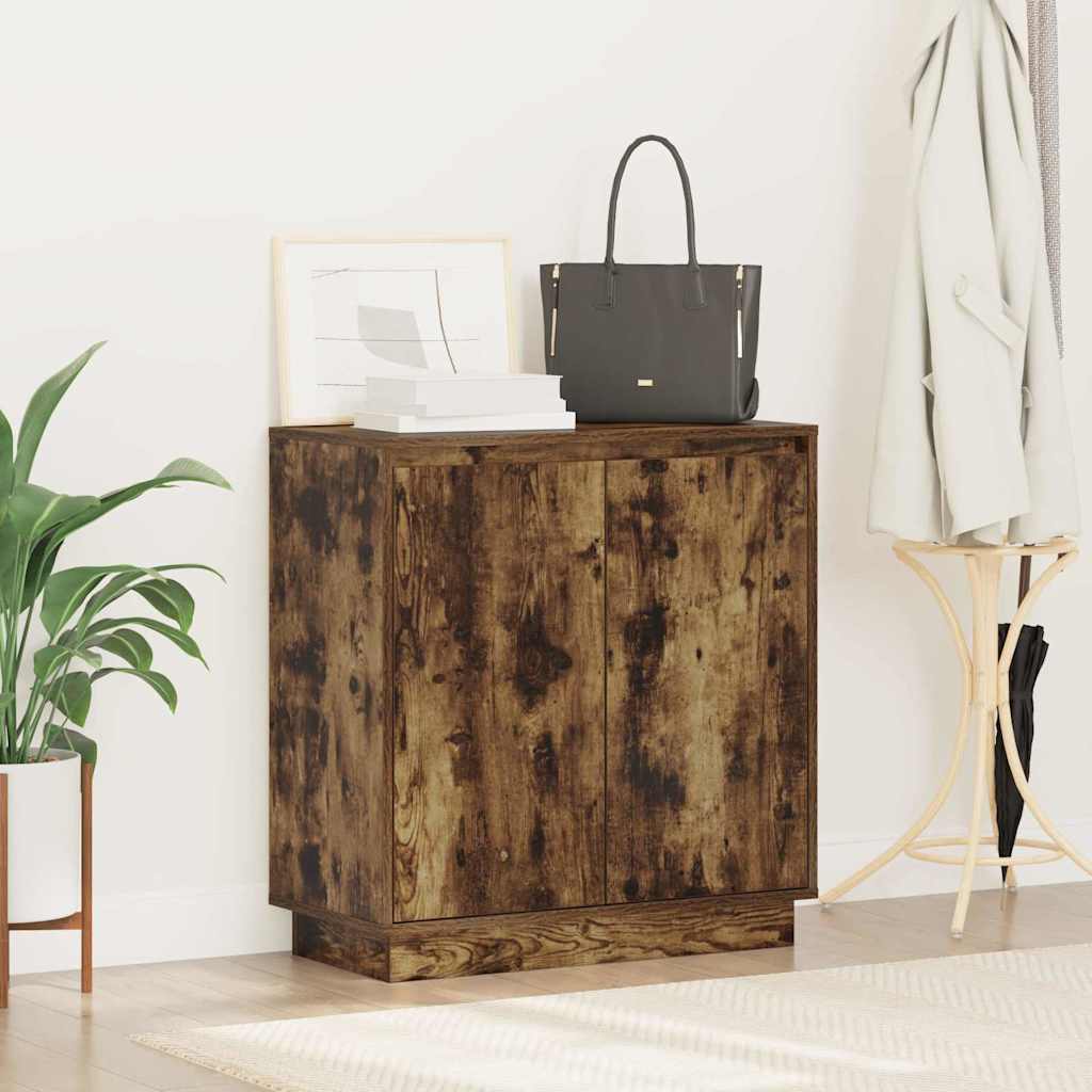 LED Sideboard Røget eg 71 x 34,5 x 75 cm Konstrueret træ