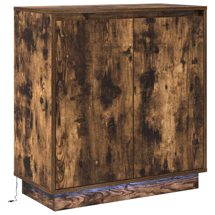 LED Sideboard Røget eg 71 x 34,5 x 75 cm Konstrueret træ