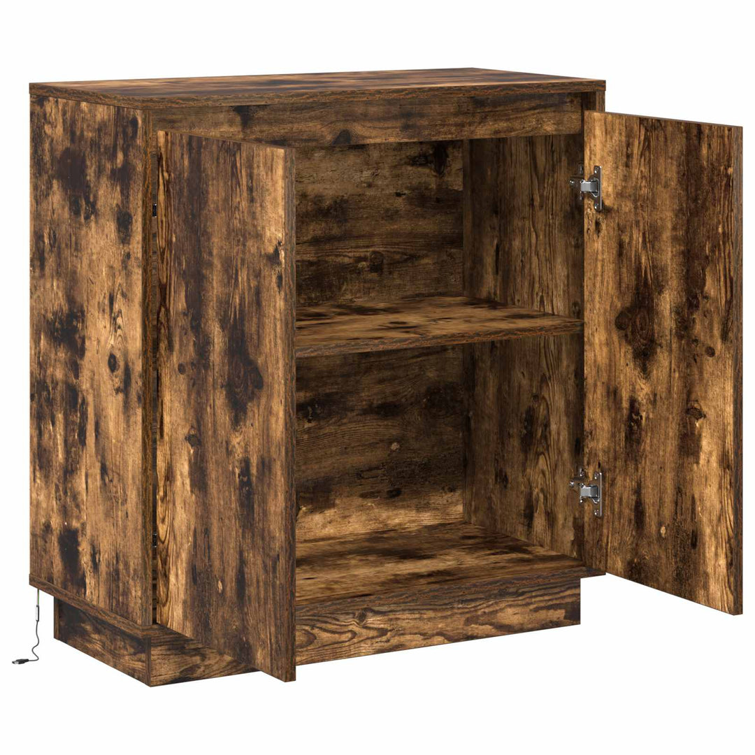 LED Sideboard Røget eg 71 x 34,5 x 75 cm Konstrueret træ