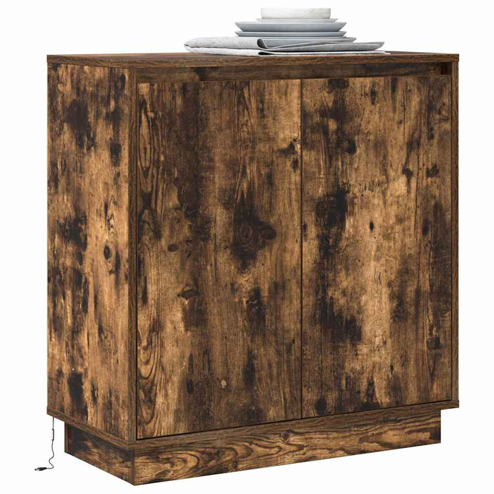 LED Sideboard til Røget eg 71 x 34,5 x 75 cm Konstrueret træ