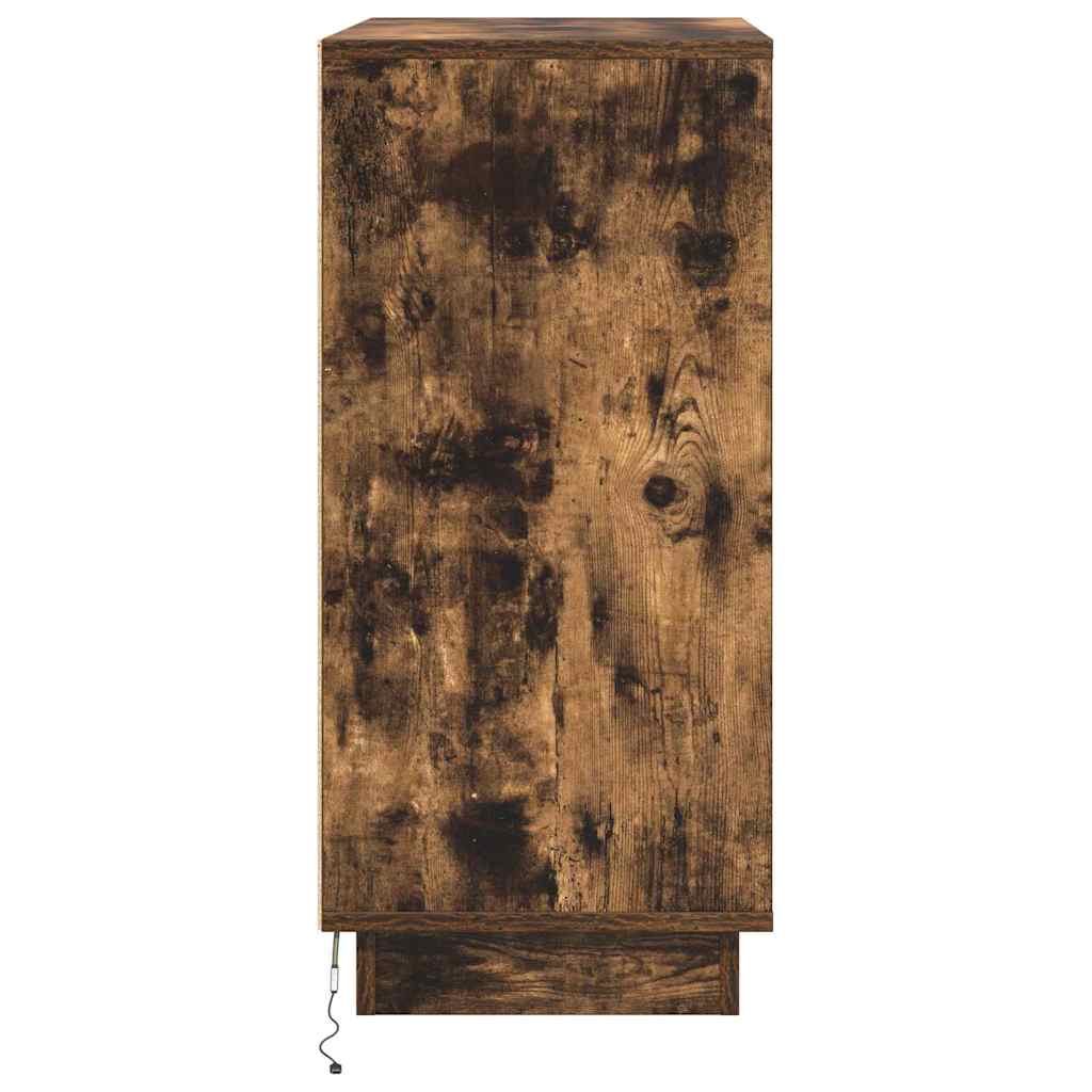 LED Sideboard Røget eg 71 x 34,5 x 75 cm Konstrueret træ