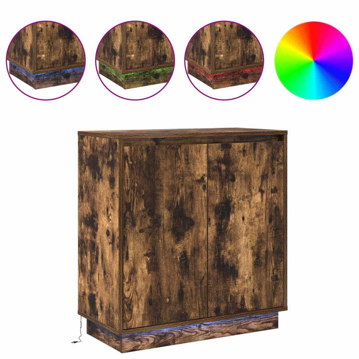 LED Sideboard Røget eg 71 x 34,5 x 75 cm Konstrueret træ