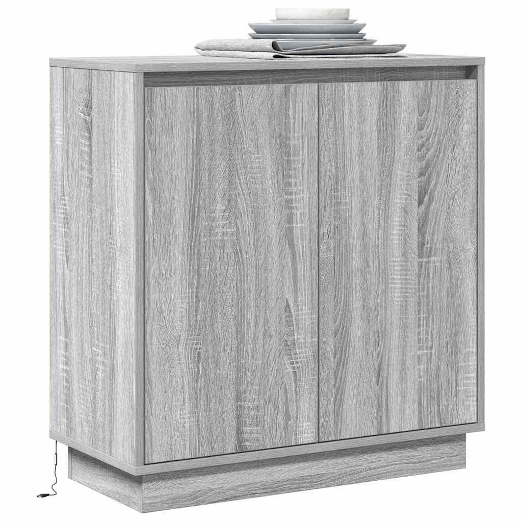 LED Sideboard Grå sonoma-eg 71 x 34,5 x 75 cm Konstrueret træ