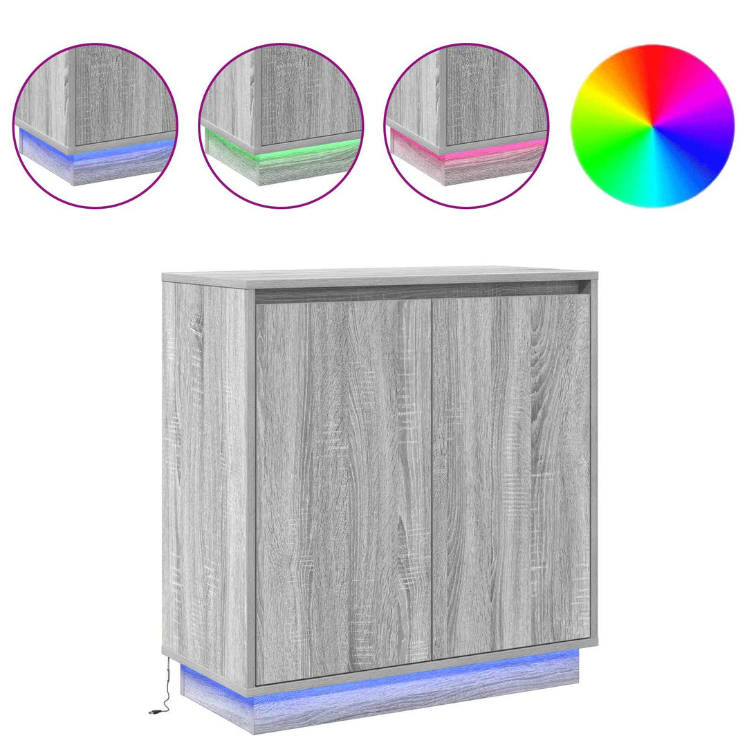LED Sideboard Grå sonoma-eg 71 x 34,5 x 75 cm Konstrueret træ