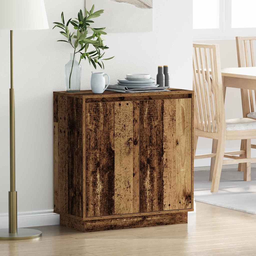 LED Sideboard Gammelt træ 71 x 34,5 x 75 cm Konstrueret træ