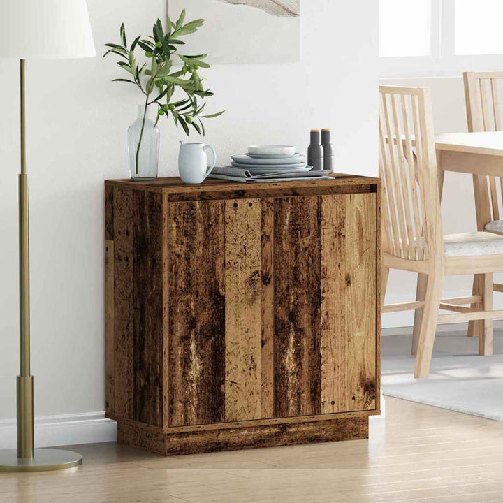 LED Sideboard Gammelt træ 71 x 34,5 x 75 cm Konstrueret træ