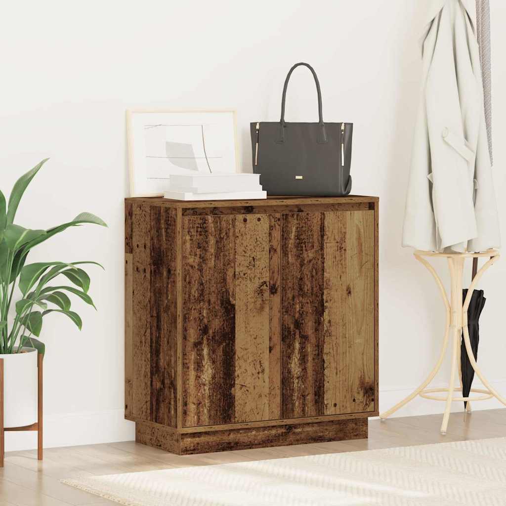 LED Sideboard Gammelt træ 71 x 34,5 x 75 cm Konstrueret træ