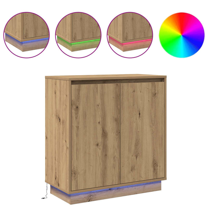 LED Sideboard Artisan-eg 71 x 34,5 x 75 cm Konstrueret træ