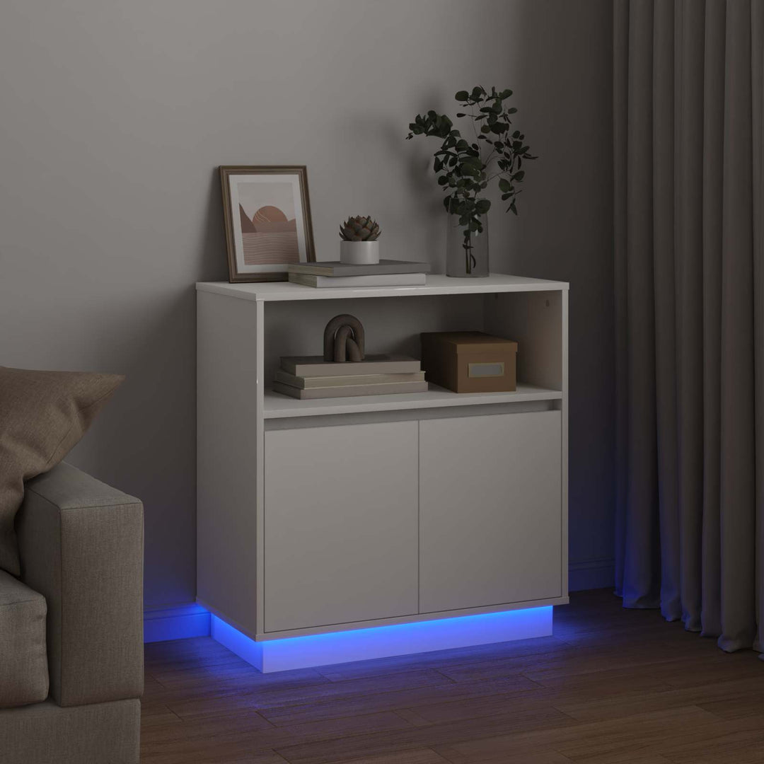 LED Sideboard Hvid 71 x 34,5 x 75 cm Konstrueret træ