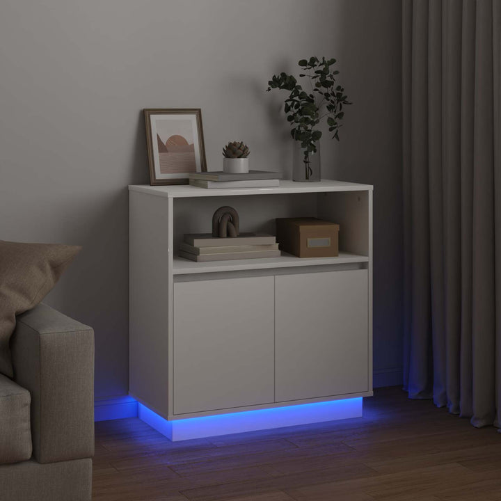 LED Sideboard Hvid 71 x 34,5 x 75 cm Konstrueret træ