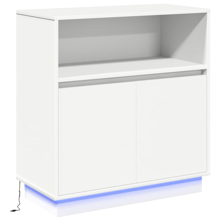 LED Sideboard Hvid 71 x 34,5 x 75 cm Konstrueret træ