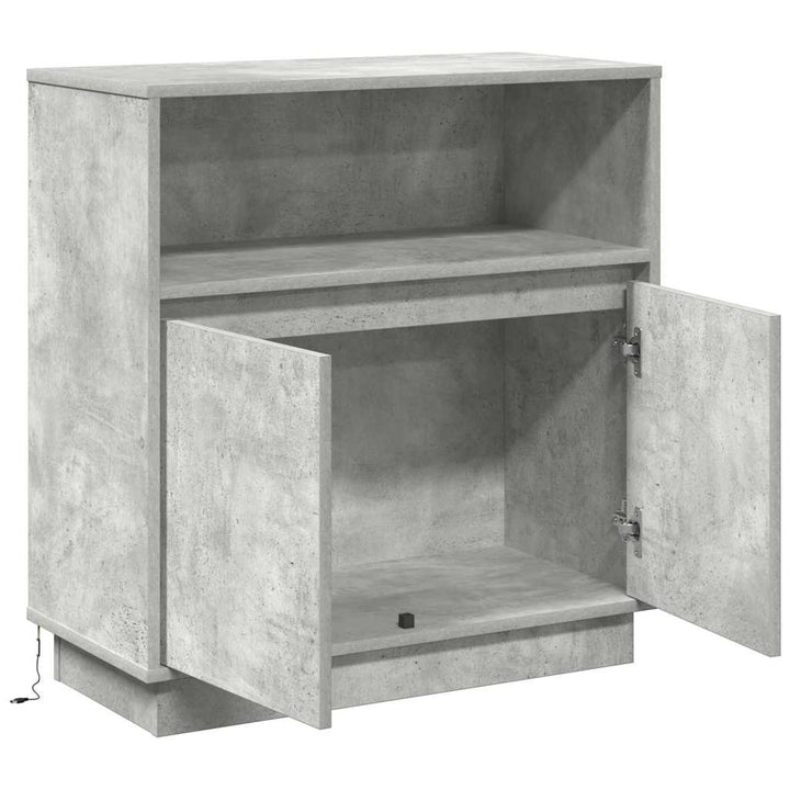 LED Sideboard Betongrå 71 x 34,5 x 75 cm Konstrueret træ