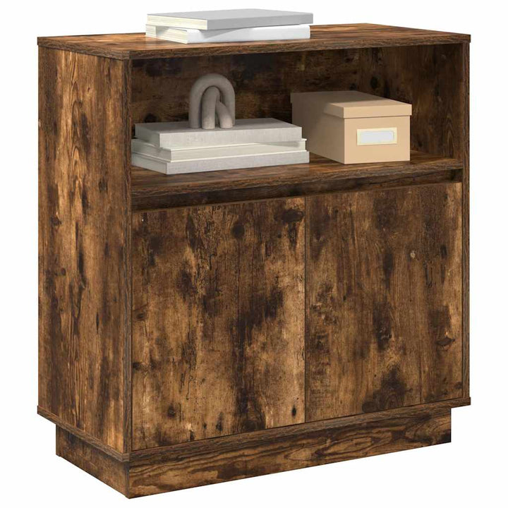 LED Sideboard Røget eg 71 x 34,5 x 75 cm Konstrueret træ