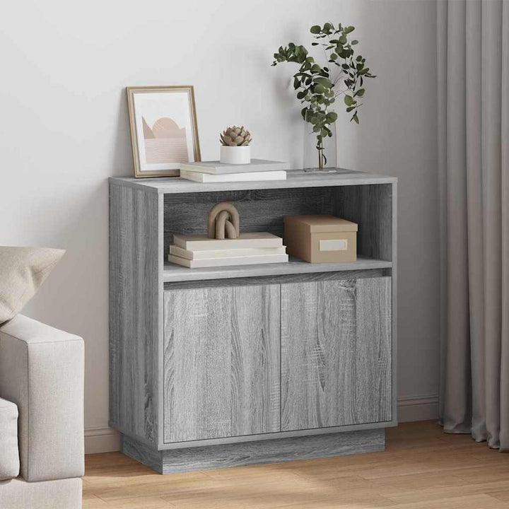 LED Sideboard Grå Sonoma 71 x 34,5 x 75 cm Konstrueret træ