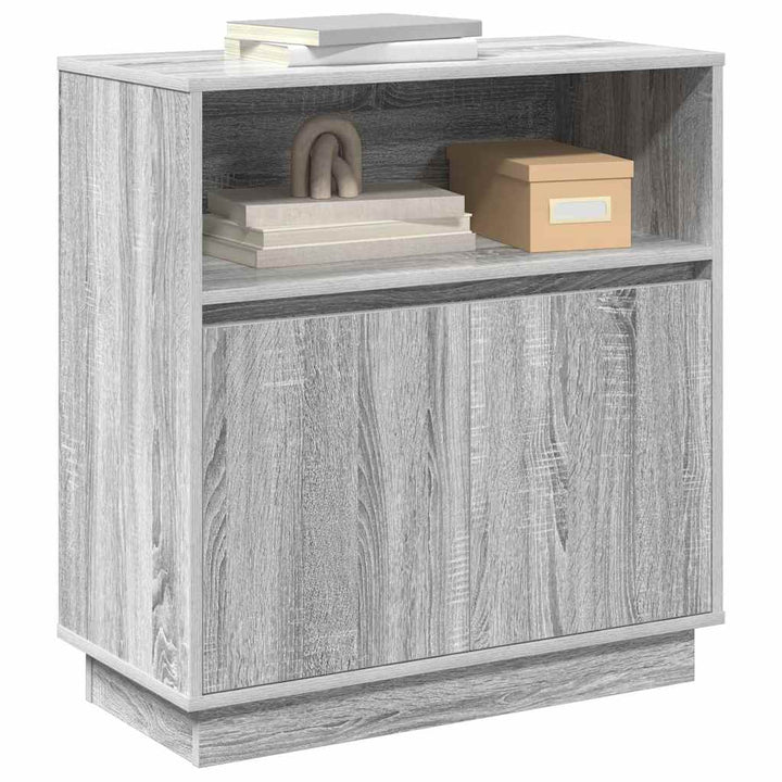 LED Sideboard Grå Sonoma 71 x 34,5 x 75 cm Konstrueret træ