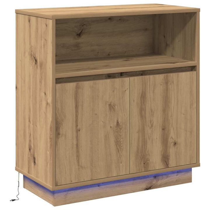 LED Sideboard Artisan Egetræ 71 x 34,5 x 75 cm Konstrueret træ