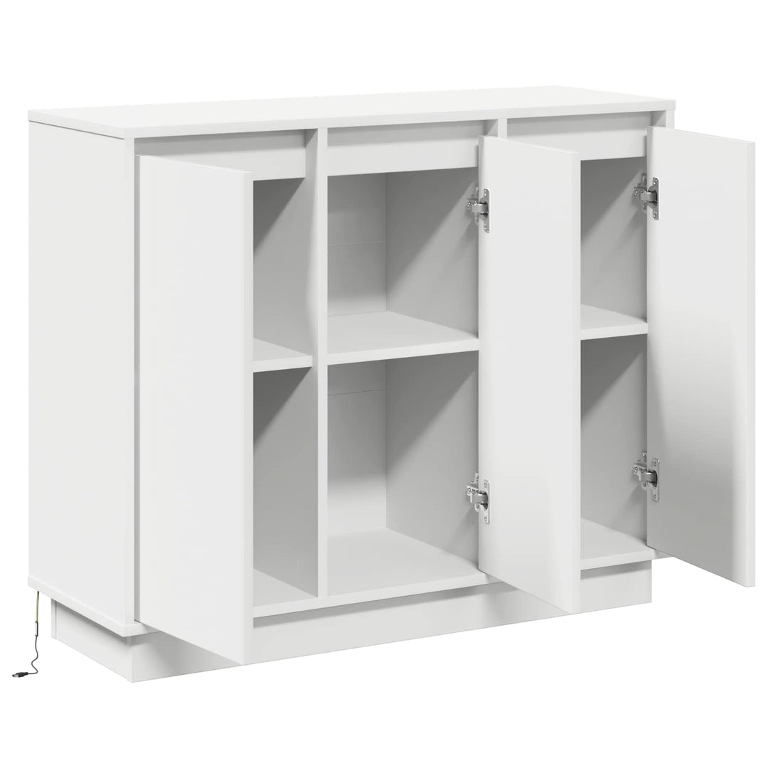 LED Sideboard Hvid 90 x 32 x 75 cm Konstrueret træ