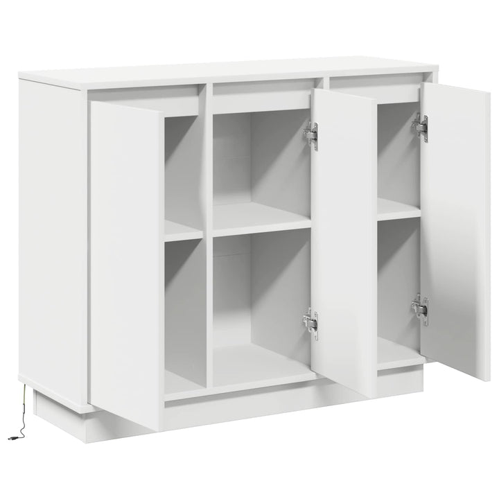 LED Sideboard Hvid 90 x 32 x 75 cm Konstrueret træ