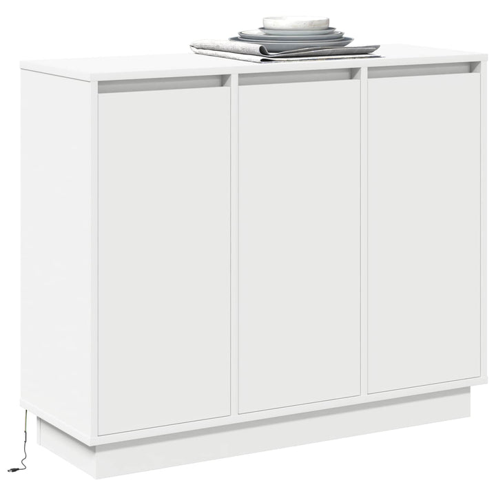 LED Sideboard Hvid 90 x 32 x 75 cm Konstrueret træ