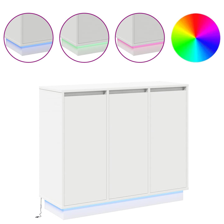 LED Sideboard Hvid 90 x 32 x 75 cm Konstrueret træ
