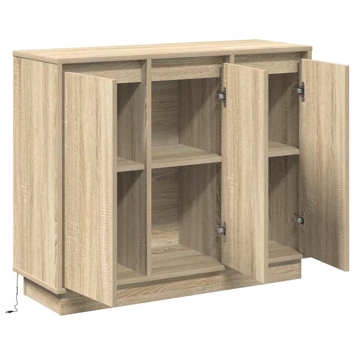 LED Sideboard Sonoma eg 90 x 32 x 75 cm Konstrueret træ