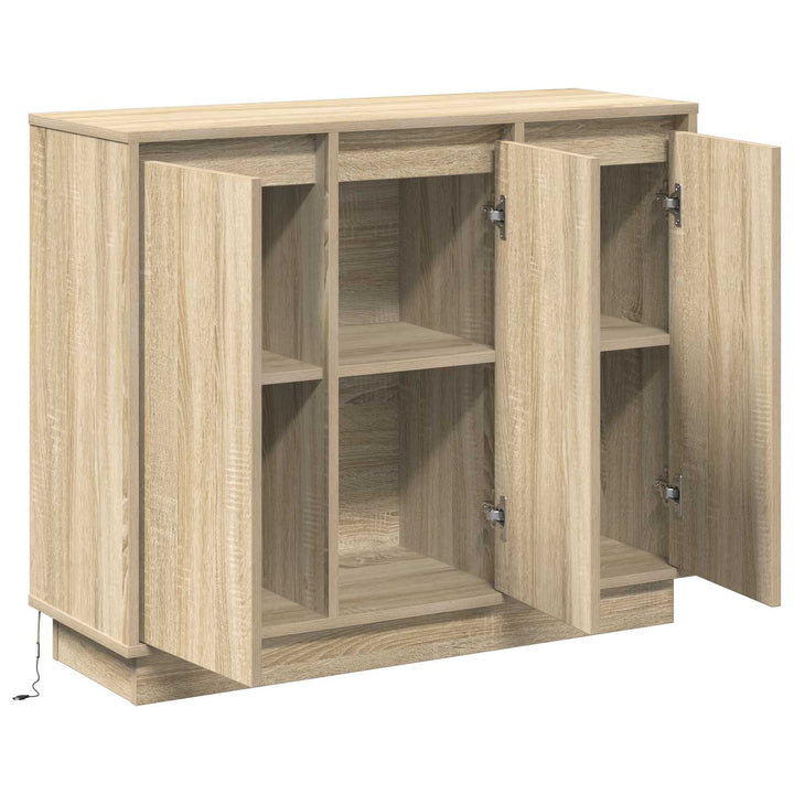 LED Sideboard Sonoma eg 90 x 32 x 75 cm Konstrueret træ