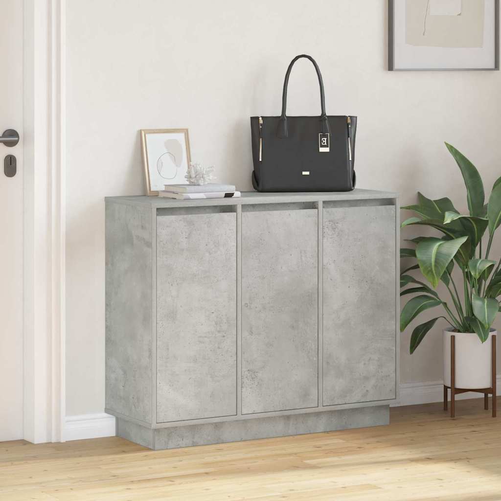 LED Sideboard Beton Grå 90 x 32 x 75 cm Konstrueret træ