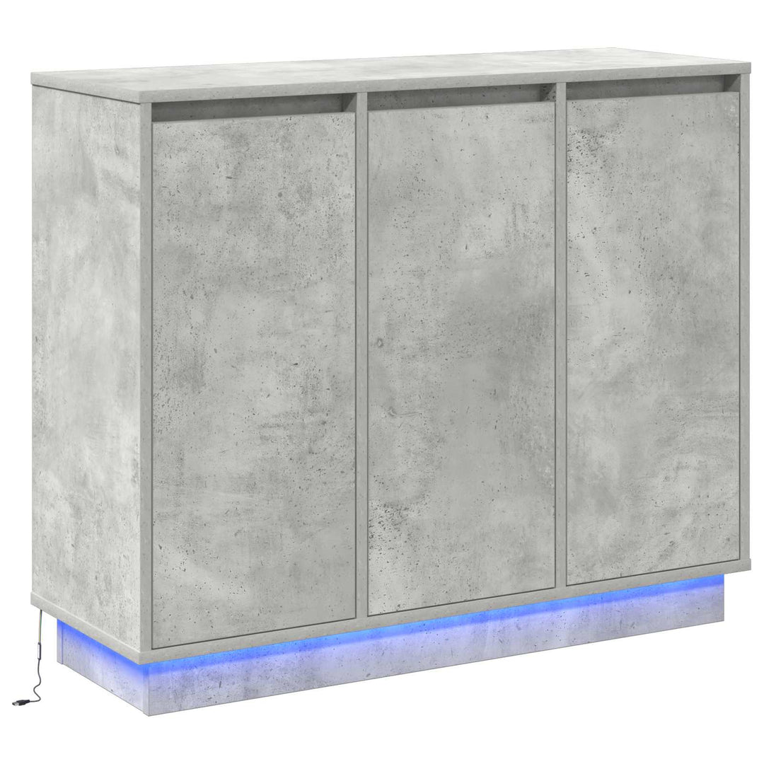LED Sideboard Beton Grå 90 x 32 x 75 cm Konstrueret træ