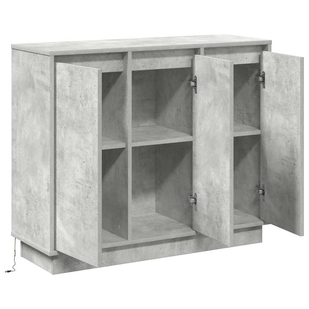 LED Sideboard Beton Grå 90 x 32 x 75 cm Konstrueret træ