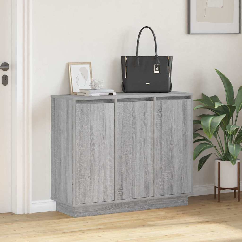 LED Sideboard Grå Sonoma 90 x 32 x 75 cm Konstrueret træ